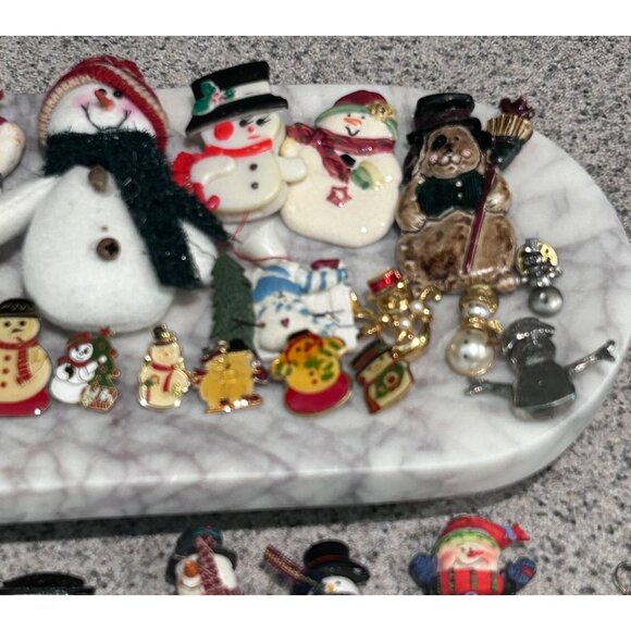 Vintage to Modern Snowman Christmas Holiday Pin Brooch Lot Bundle 36 - Picture 3 of 5